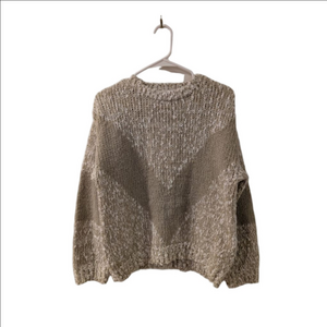 Women's MESSAGES Beige & White Flecked Crew Neck Sweater Size M